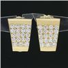 Image 2 : 18K Gold 1.25 ctw Round Pave Diamond Polished Wide Cuff Earrings w/ Enhancer Hoo