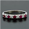 Image 2 : New 14K White Gold 3mm 0.62 ctw Alternating Shared Prong Ruby & Diamond Band Rin