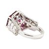 Image 3 : 17.41 ctw Natural Rubellite and Diamond Ring - 18KT White Gold