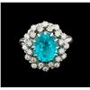 Image 2 : 4.08 ctw Apatite and Diamond Ring - 14KT White Gold