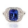 Image 1 : 3.43 ctw Tanzanite and 0.44 ctw Diamond Platinum Ring