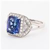 Image 2 : 3.43 ctw Tanzanite and 0.44 ctw Diamond Platinum Ring