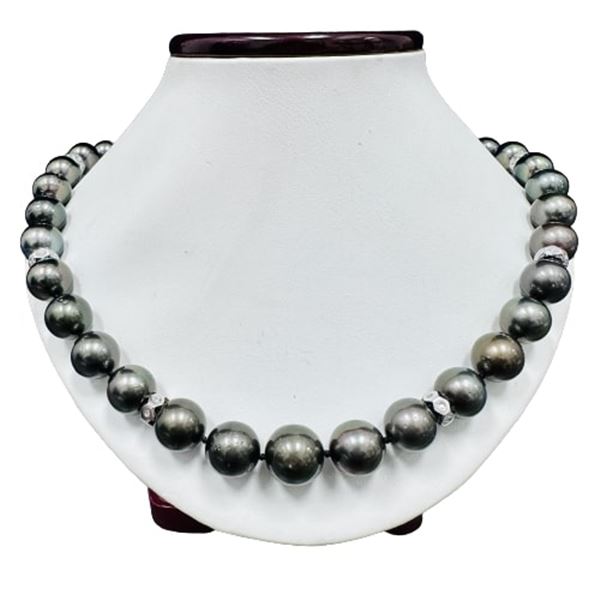 Pearl and Diamond Necklace - 14KT White Gold