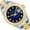 Image 1 : Rolex Ladies Quickset 18K Gold And Steel Blue Vignette Diamond Datejust Wristwat