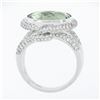 Image 8 : 18K White Gold Oval Bezel Prasiolite Quartz & Pave Diamond Twisted Cocktail Ring