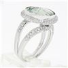 Image 9 : 18K White Gold Oval Bezel Prasiolite Quartz & Pave Diamond Twisted Cocktail Ring