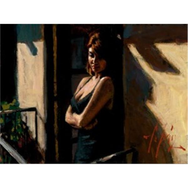 Saba at the Balcony Black Dress by Fabian Perez