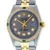 Image 1 : Rolex Mens Two Tone Slate Grey Diamodn And Emerald Datejust Wristwatch