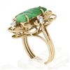 Image 9 : Vintage 14k Gold Carved Leaf Jade & Diamond Dual Finish Open Frame Cocktail Ring