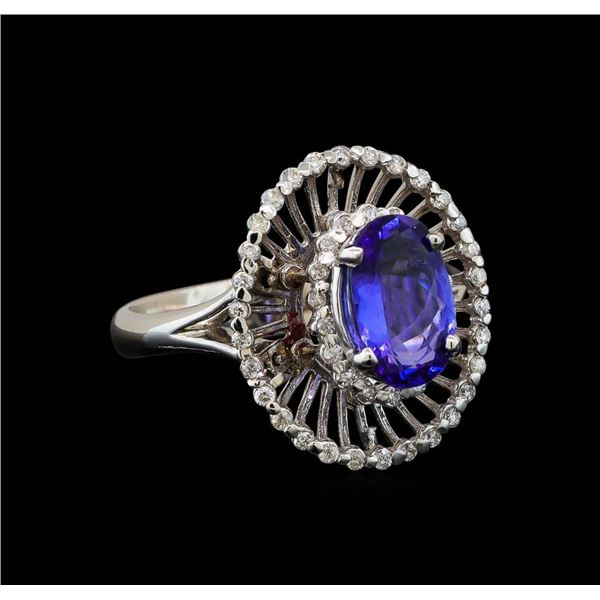 14KT White Gold 1.80 ctw Tanzanite and Diamond Ring