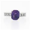 Image 4 : Platinum 2.83 ctw GIA Cushion Ceylon Purple Sapphire & Diamond Engagement Ring