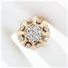 Image 3 : Vintage 14K TT Gold 1.67 ctw Round Brilliant Diamond Cluster Flower Cocktail Rin