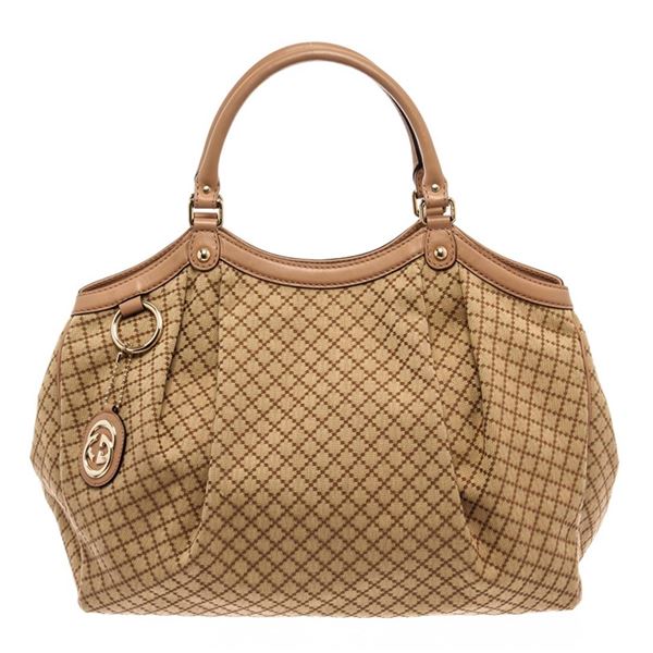 Gucci Beige Canvas Sukey/Diamante Tote Bag