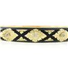 Image 2 : Vintage 14k Gold .18 ctw Diamond Black Enamel Engraved Hinged Open Bangle Bracel