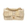 Image 1 : Chanel Beige White Canvas Tweed Medium Patchwork Jumbo Flap Shoulder Bag