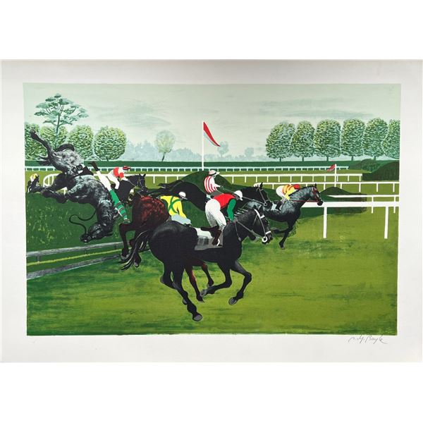 Pierre Charles Bayle The Steeplechase Hand Signed Lithograph Horse Racing Art