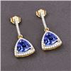 Image 2 : 14KT Yellow Gold 3.86ctw Tanzanite and White Diamond Earrings