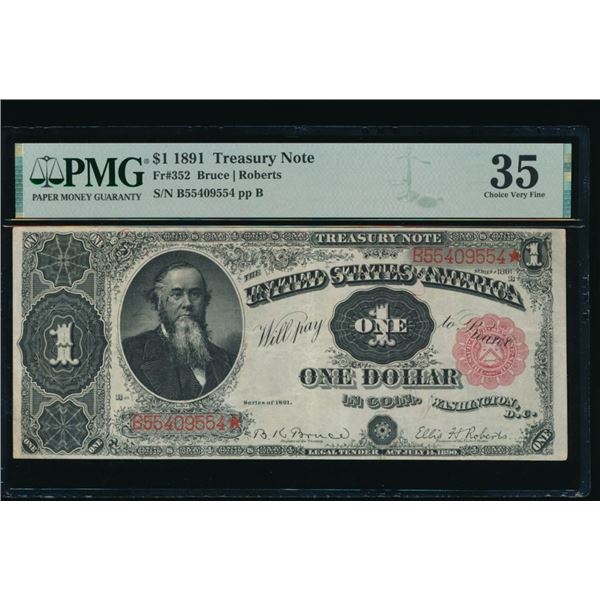 1891 $1 Treasury Note PMG 35