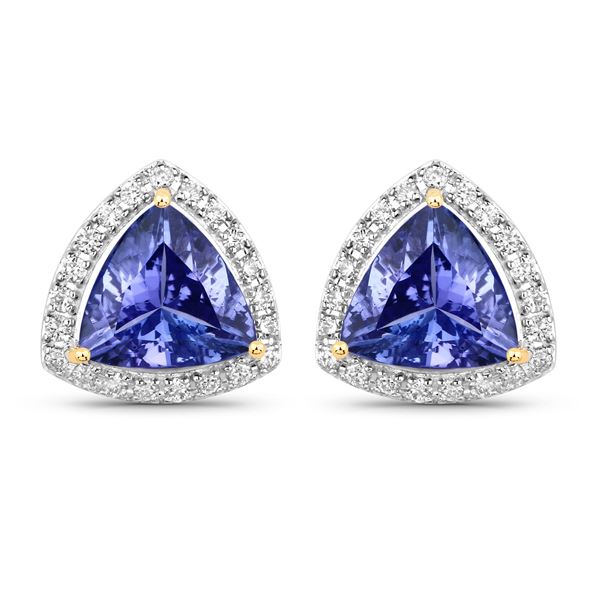 14KT Yellow Gold 3.82ctw Tanzanite and White Diamond Earrings