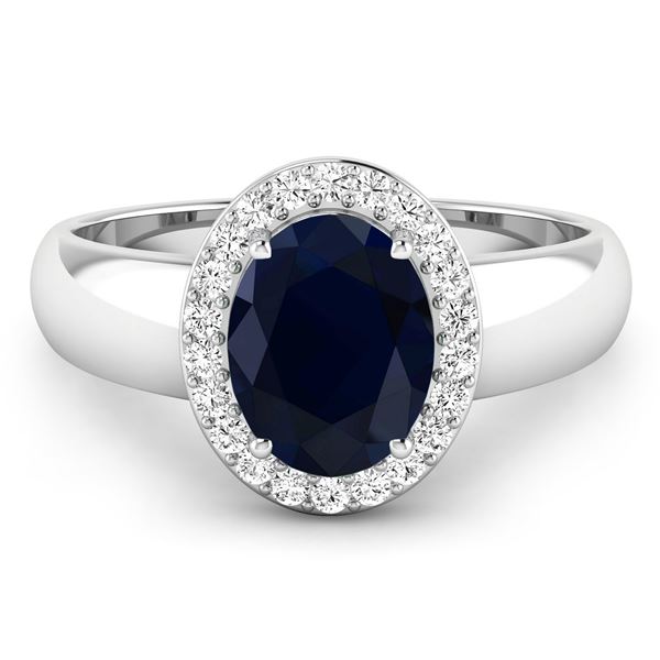 14KT White Gold 2.10ct Blue Sapphire and Diamond Ring