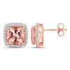 Image 2 : 14KT Rose Gold 4.41cts Morganite and Diamond Earrings