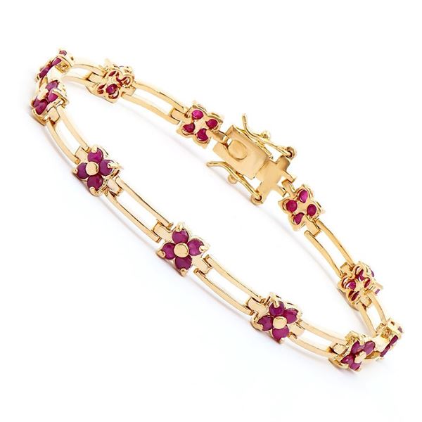 Plated 18KT Yellow Gold 4.25ctw Ruby Bracelet