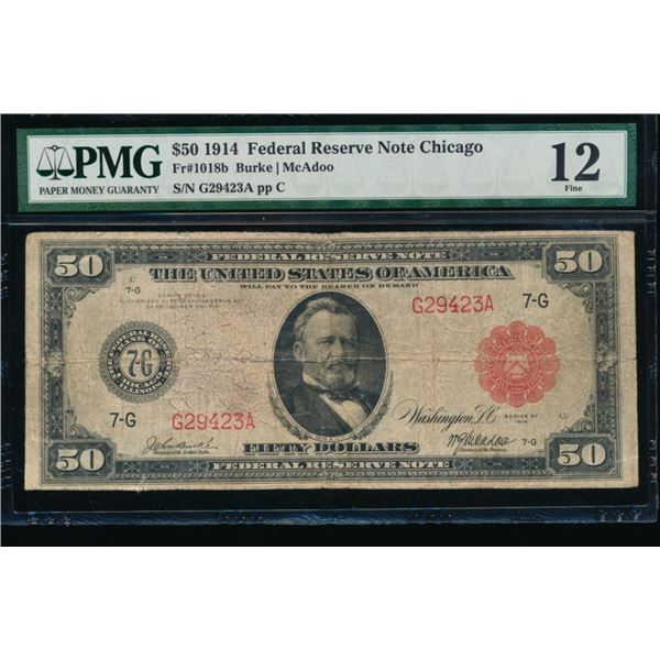 1914 $50 Red Seal Chicago FRN PMG 12