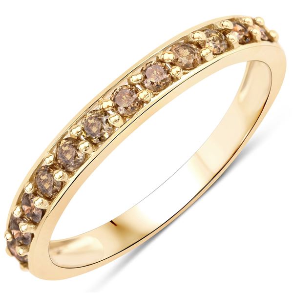 14KT Yellow Gold 0.45ctw Champagne Diamond Ring