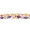 Image 2 : Plated 18KT Yellow Gold 5.31cts Amethyst and Diamond Bracelet