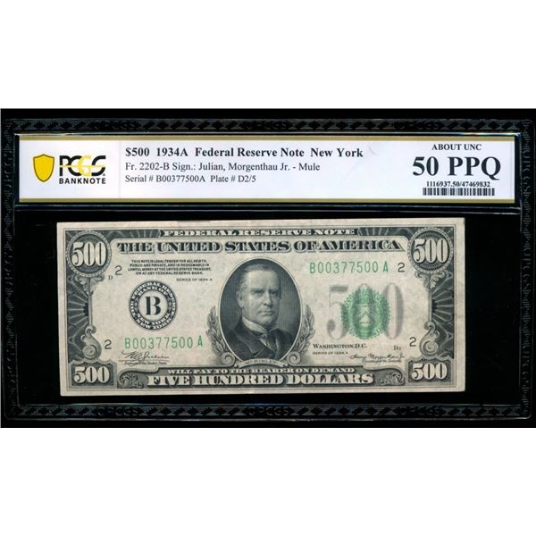 1934A $500 New York FRN PCGS 53