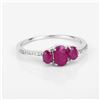 Image 3 : 14KT White Gold 1.02ctw Ruby and White Diamond Ring