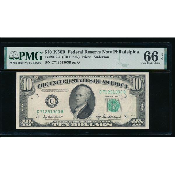 1950B $10 Philadelphia FRN PMG 66EPQ