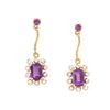 Image 1 : Plated 18KT Yellow Gold 1.79ctw Amethyst and Diamond Earrings