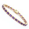 Image 1 : Plated 18KT Yellow Gold 10.00ctw Amethyst Bracelet