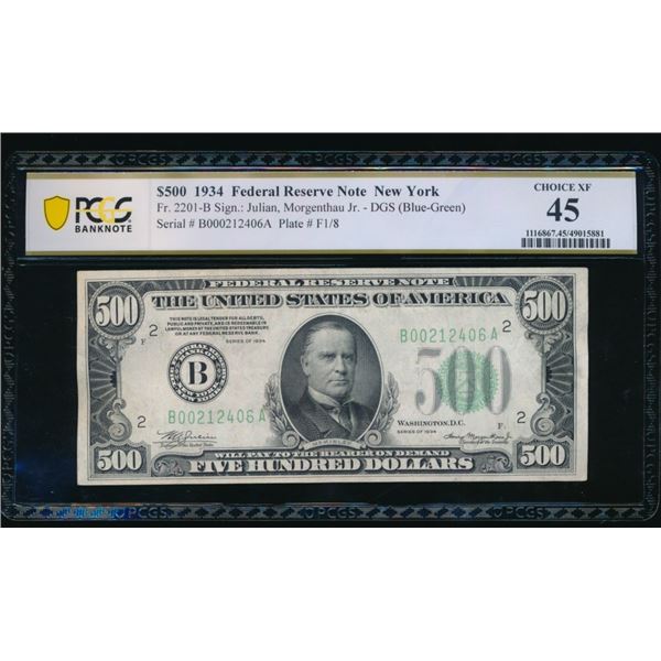 1934 $500 New York FRN PCGS 45