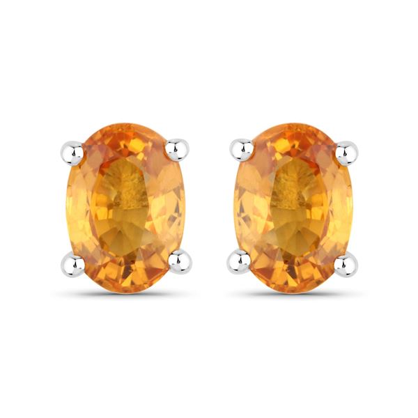 14KT White Gold 1.10ctw Orange Sapphire Earrings