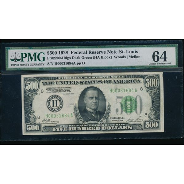 1928 $500 St Louis FRN PMG 64