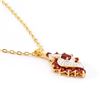 Image 2 : Plated 18KT Yellow Gold 1.16ctw Garnet and Diamond Pendant with Chain