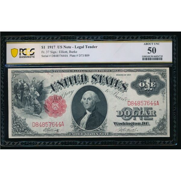 1917 $1 Legal Tender Note PCGS 50