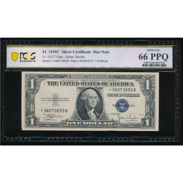 1935C $1 STAR Silver Certificate PCGS 66PPQ