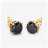 Image 3 : 14KT Yellow Gold 4.30ctw Black Diamond Earrings