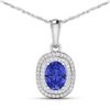 Image 1 : 14KT White Gold 1.09ct Tanzanite and Diamond Pendant with Chain