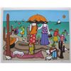 Image 1 : Elke Sommer On The Beach Hand Signed Limited Edition Serigraph Folk Art