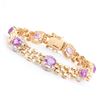 Image 1 : Plated 18KT Yellow Gold 7.50ctw Amethyst and Diamond Bracelet