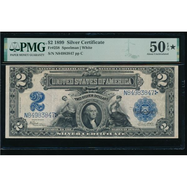 1899 $2 Mini Porthole Silver Certificate PMG 50EPQ