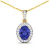 Image 1 : 14KT Yellow Gold 1.09ct Tanzanite and Diamond Pendant with Chain