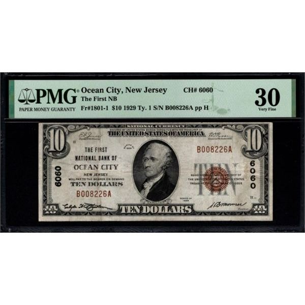 1929 $10 Ocean City NJ National Bank PMG 30