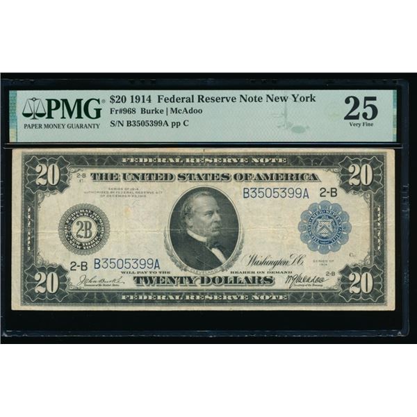 1914 $20 New York FRN PMG 25