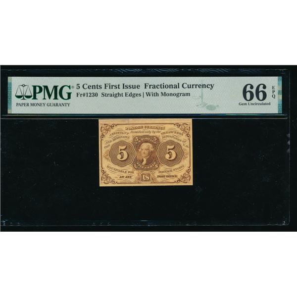 5 Cent First Issue Fractional PMG 66EPQ