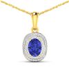 Image 1 : 14KT Yellow Gold 1.09ct Tanzanite and Diamond Pendant with Chain